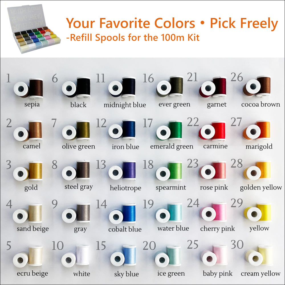 30 Color All-Purpose Polyester Sewing Threads 2pcs (100 m/110 yds)