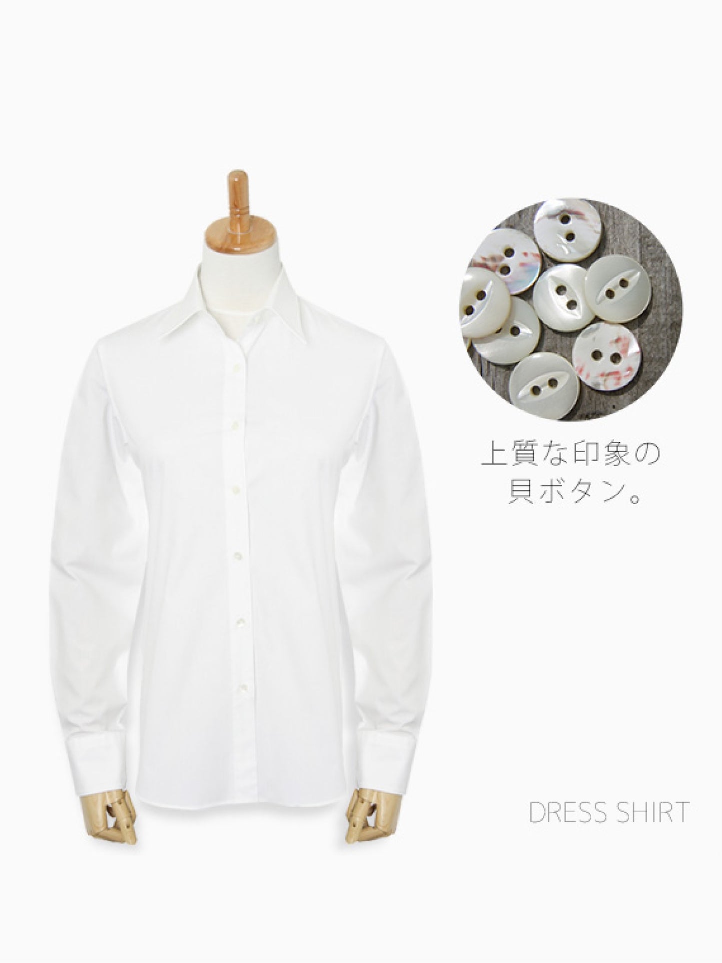 ●Women's 100% Cotton Non Iron White Collared Long Sleeve Shirt