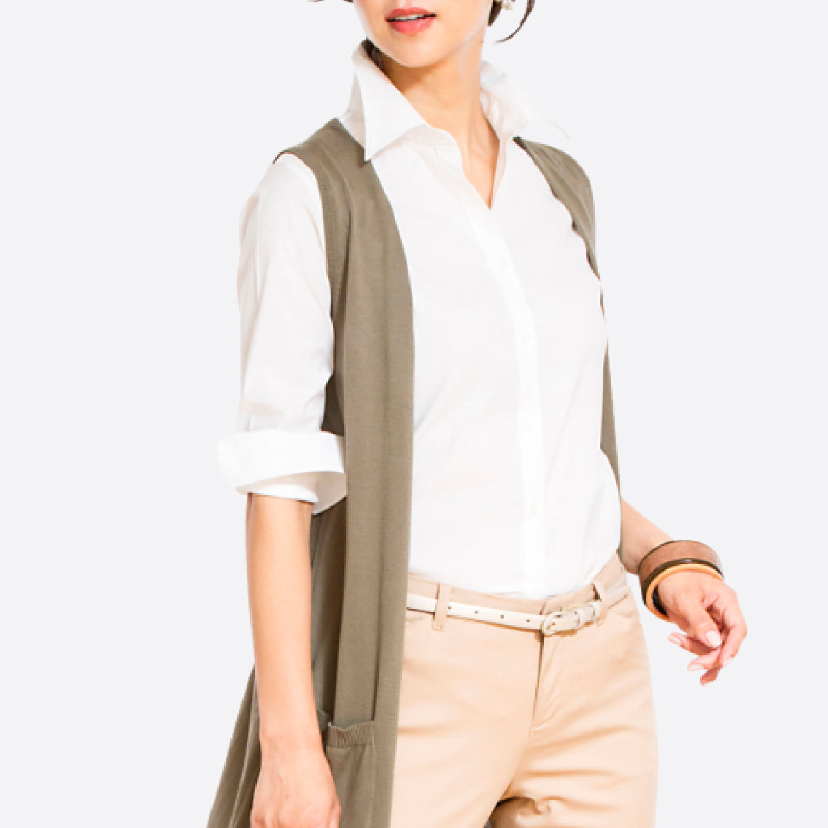 ●Women's 100% Fine Cotton Long Sleeve Classic Fit Shirt White