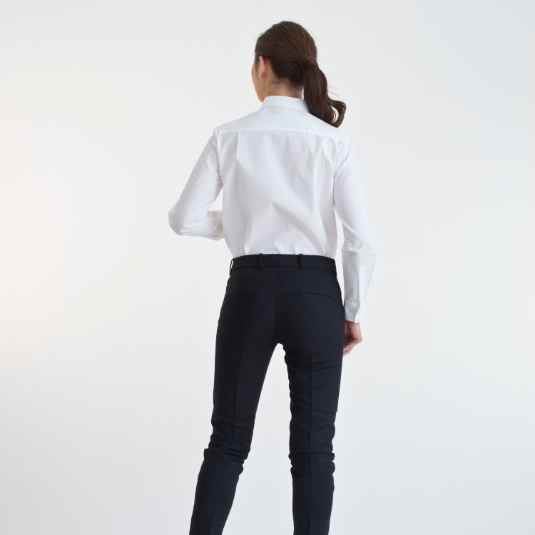 ●Women's Easy Care Poplin Relaxed Boyfriend Shirt White