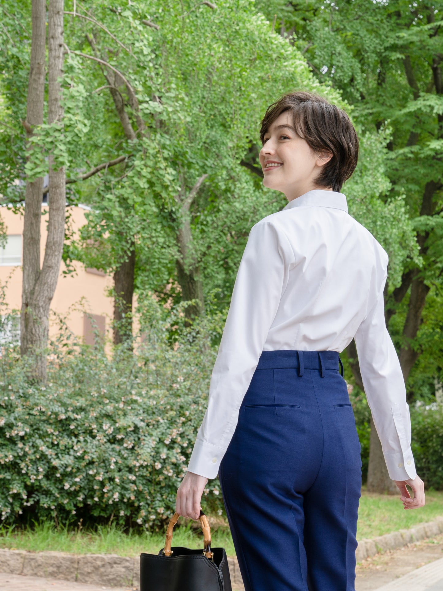 ●Women's Premium Stretch Easy Care Long Sleeve Bodysuit Shirt
