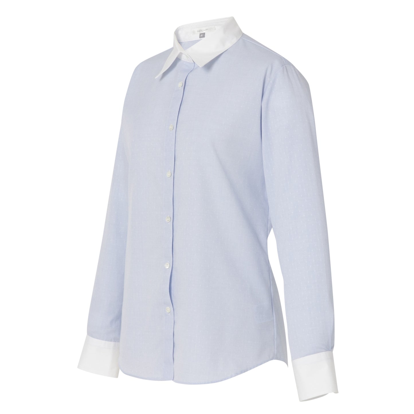 ●Women's 100% Cotton Non Iron White Collared Long Sleeve Shirt