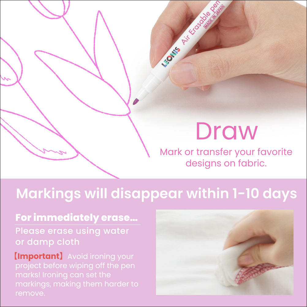 Disappearing Ink Fabric Marking Pen Pink