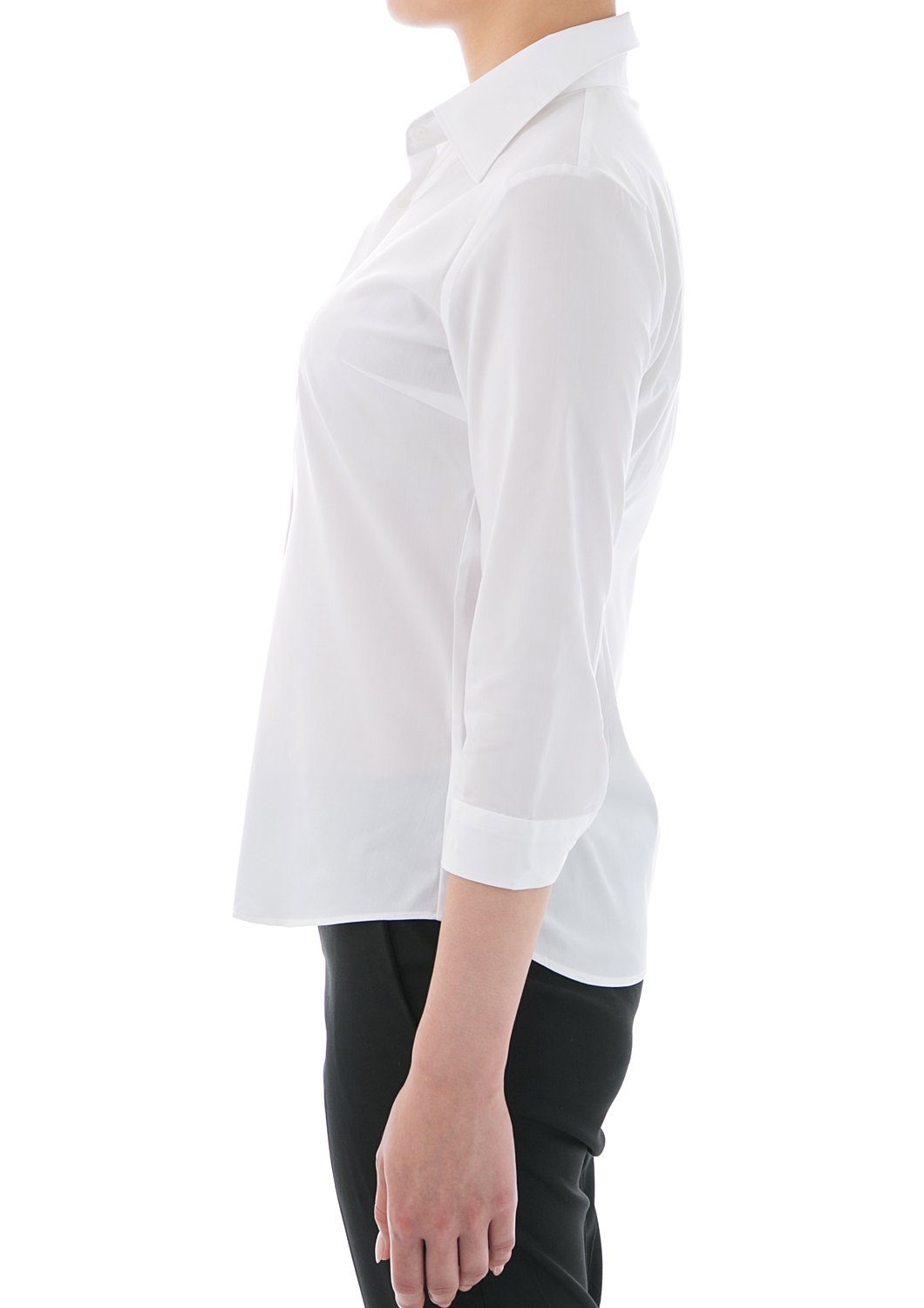 Super Stretch Easy Care Poplin 3/4 Sleeve Shirt White - LEONIS SHIRTS & FAVORITES