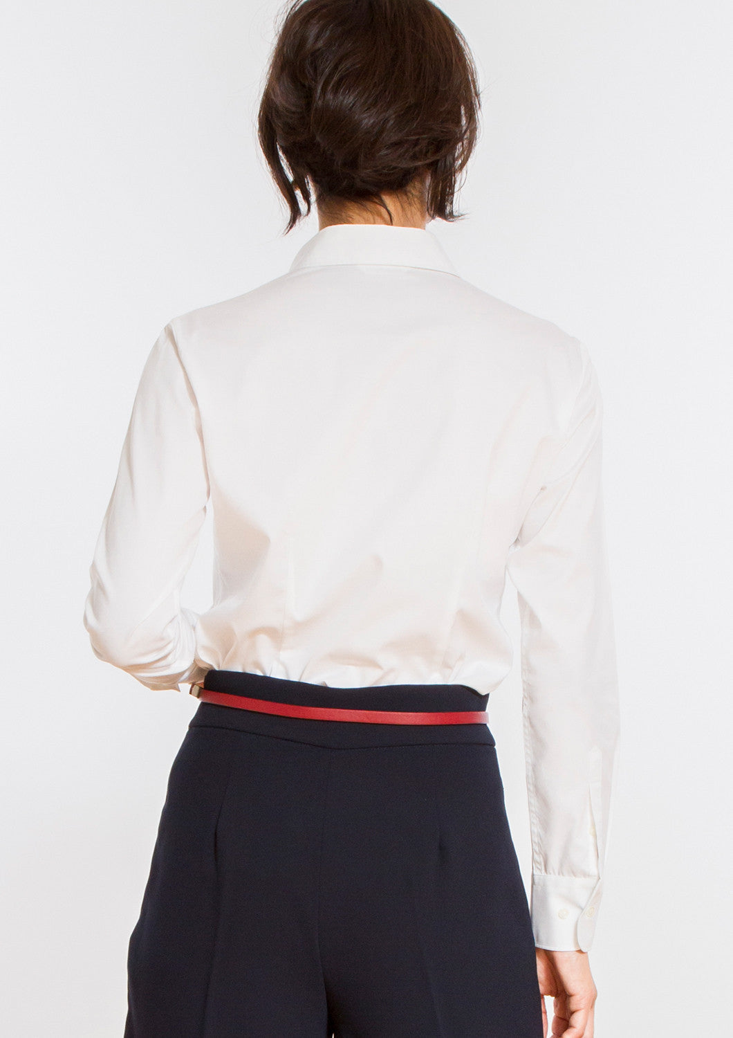 Premium Stretch Easy Care Gathered Placket Long Sleeve Shirt White - LEONIS SHIRTS & FAVORITES