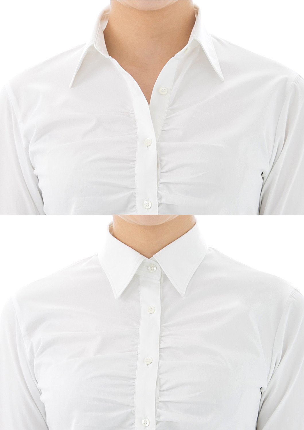 Premium Stretch & Easy Care Gather Front White Shirt - LEONIS SHIRTS & FAVORITES