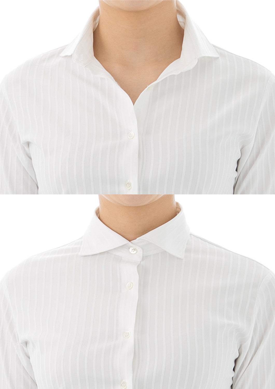 Premium Stretch Easy Care Cutaway Long Sleeve Shirt Stripe White - LEONIS SHIRTS & FAVORITES