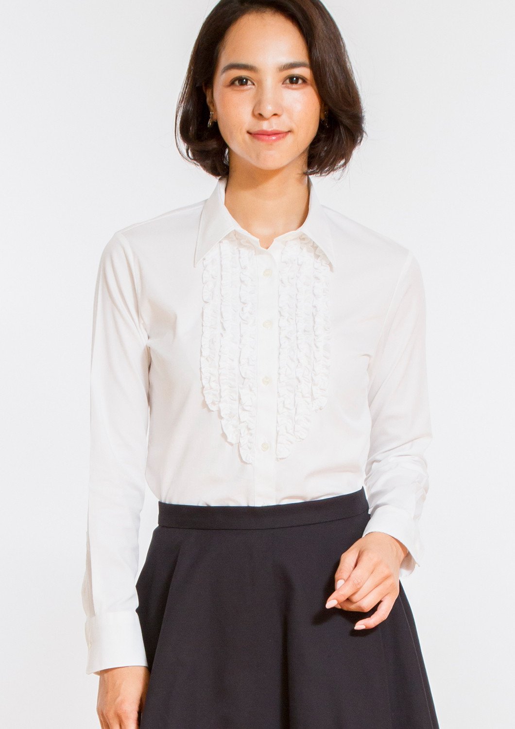 Premium Stretch & Easy Care Ruffled White Shirt - LEONIS SHIRTS & FAVORITES