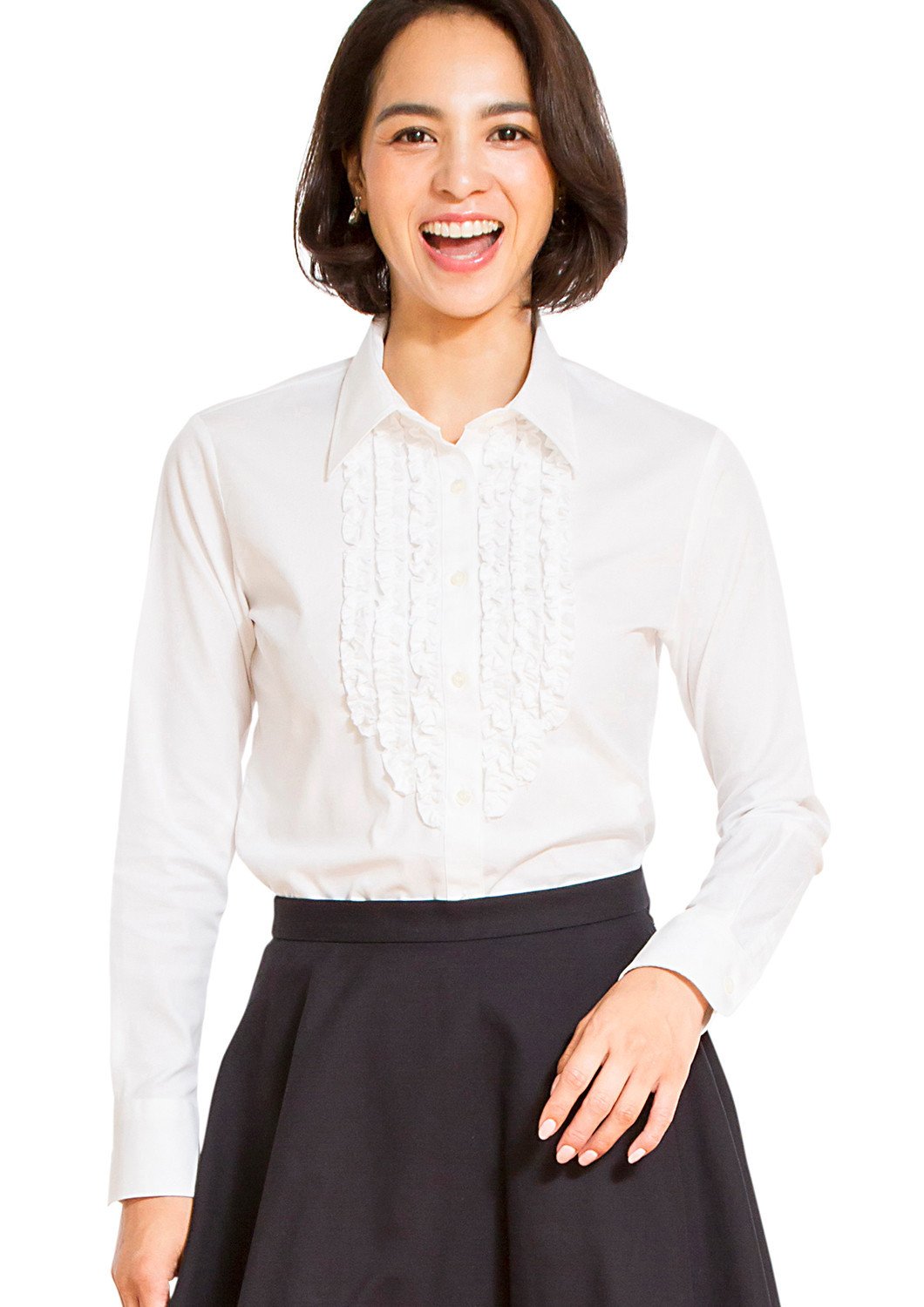 Premium Stretch & Easy Care Ruffled White Shirt - LEONIS SHIRTS & FAVORITES