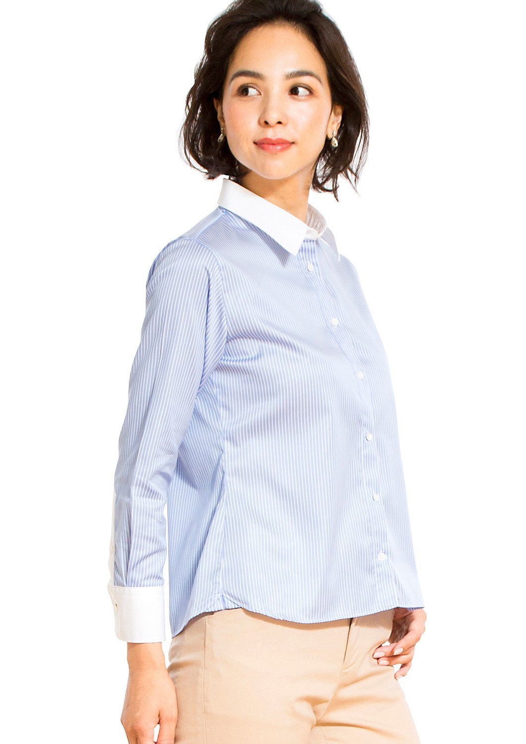 Non Iron Bracelet-Length Sleeve Untucked Shirt Stripe Blue - LEONIS SHIRTS & FAVORITES