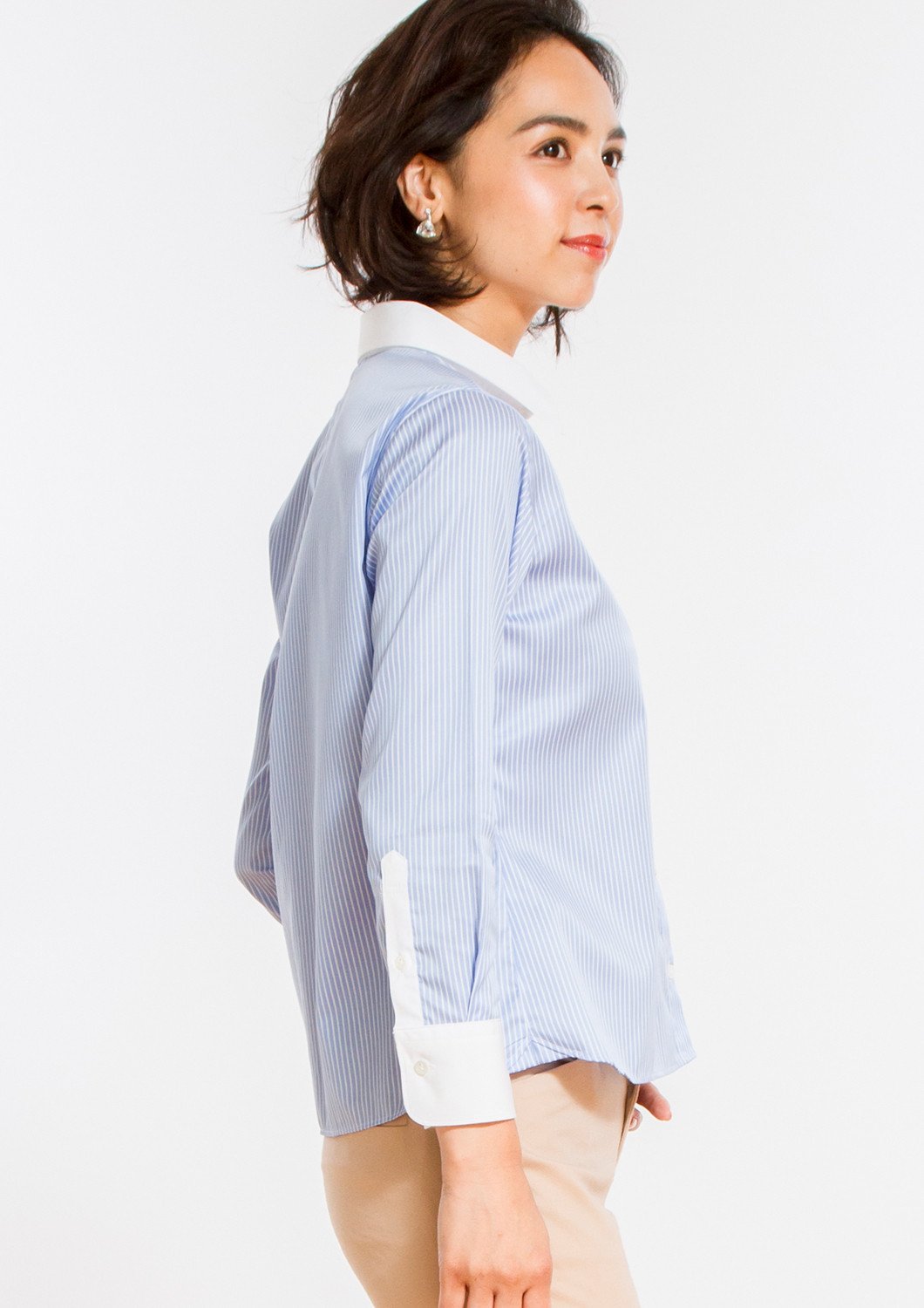 Non Iron Bracelet-Length Sleeve Untucked Shirt Stripe Blue - LEONIS SHIRTS & FAVORITES