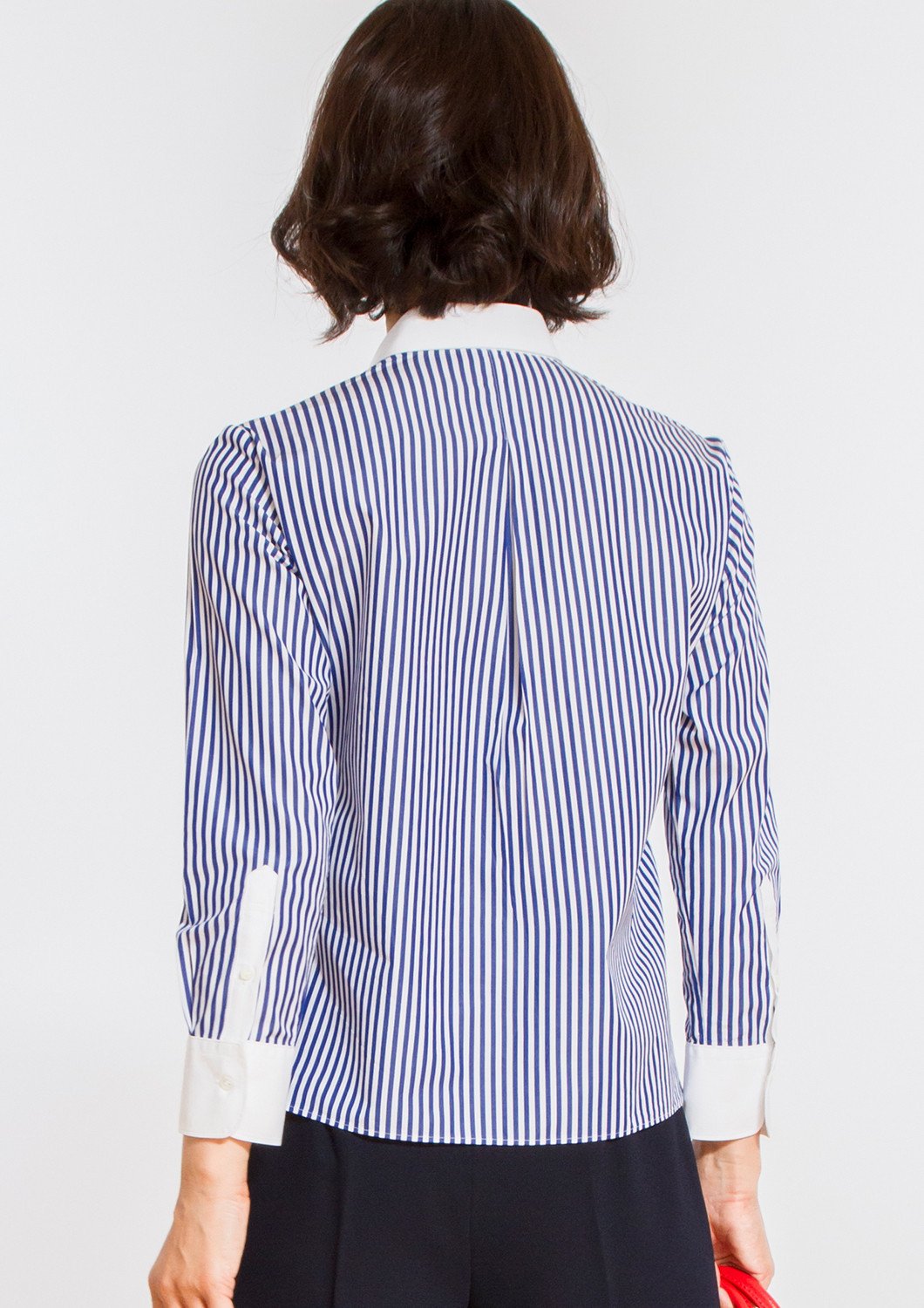 Non Iron Bracelet-Length Sleeve Untucked Shirt Stripe Navy - LEONIS SHIRTS & FAVORITES