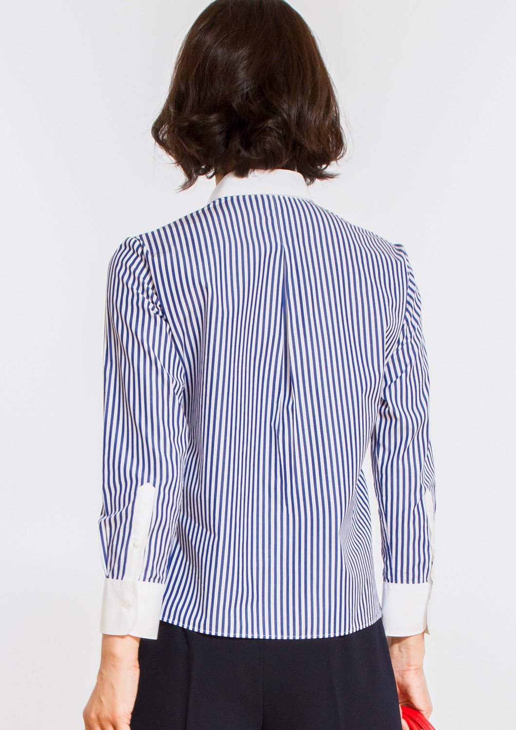 Non Iron Bracelet-Length Sleeve Untucked Shirt Stripe Navy - LEONIS SHIRTS & FAVORITES