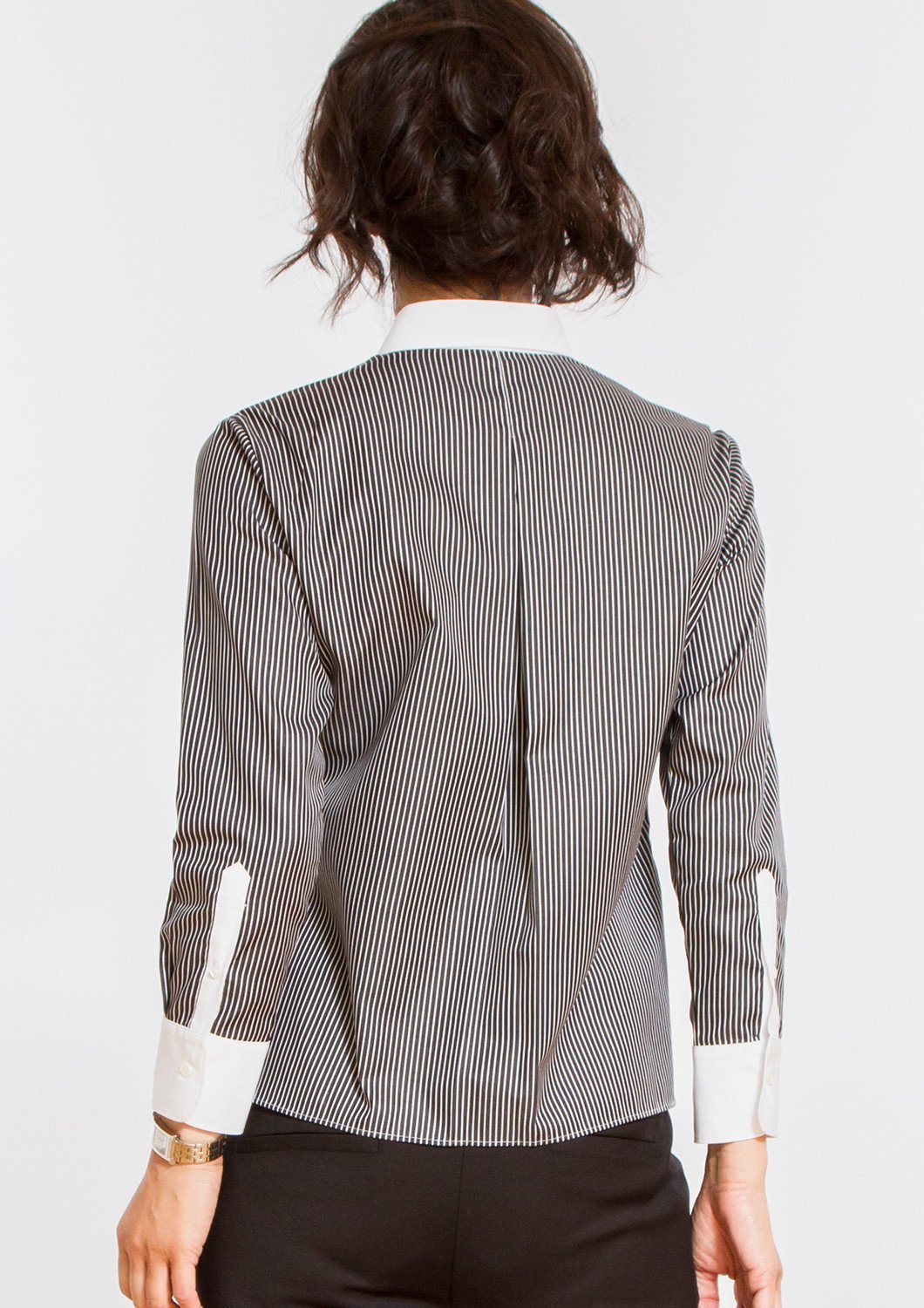 Non Iron Bracelet-Length Sleeve Untucked Shirt Stripe Black - LEONIS SHIRTS & FAVORITES