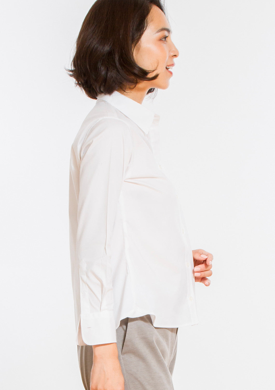 Premium Stretch & Easy Care Untucked White Twill Shirt - LEONIS SHIRTS & FAVORITES