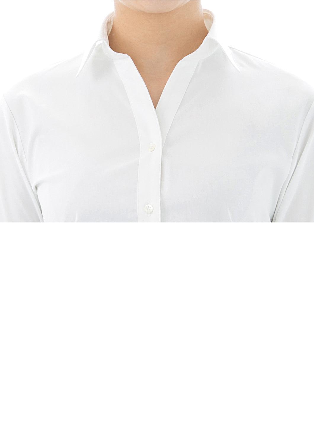 Premium Stretch Easy Care Extended Neckline Long Sleeve Shirt White - LEONIS SHIRTS & FAVORITES