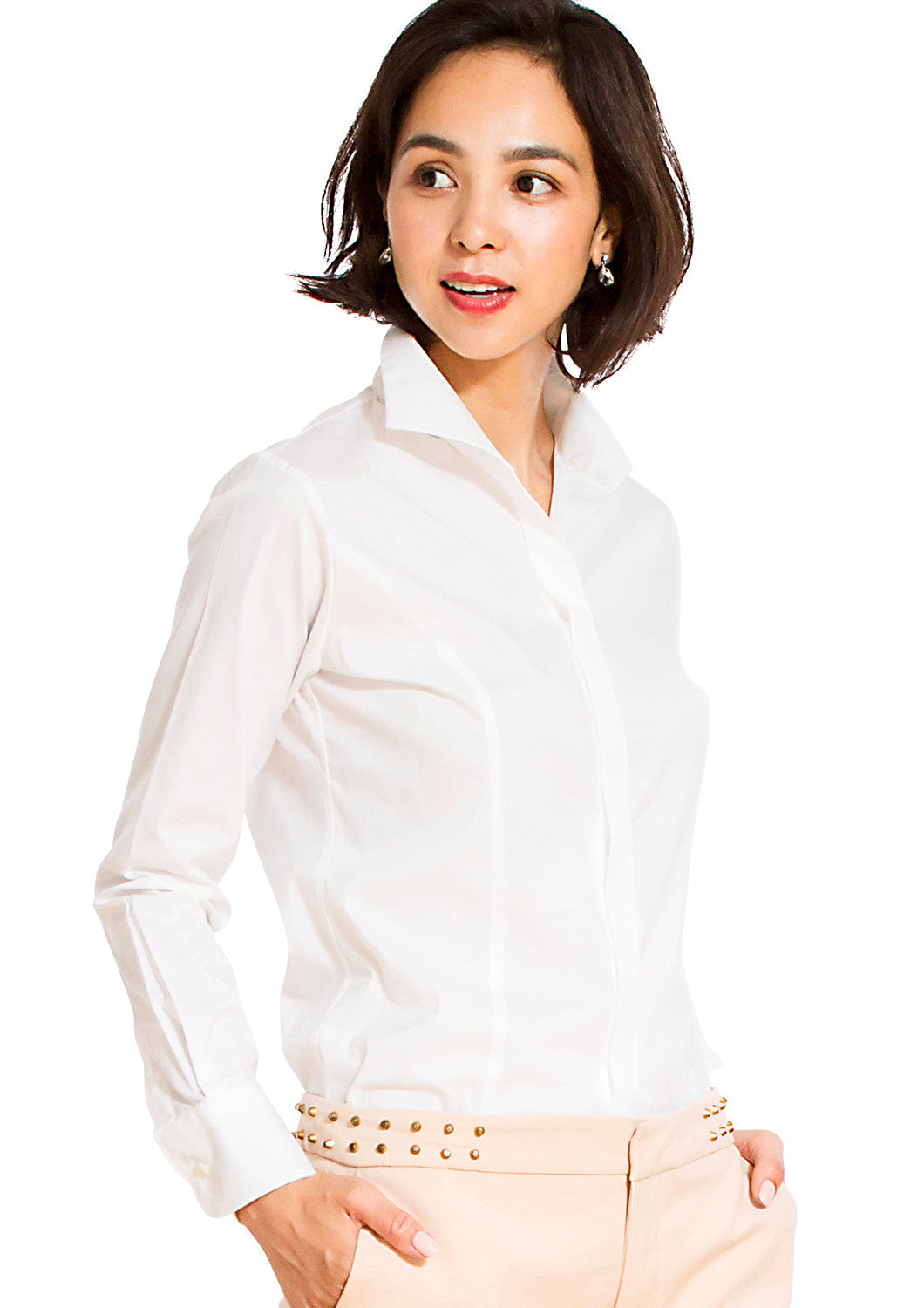 Premium Stretch Easy Care Stand Collar Long Sleeve Shirt - LEONIS SHIRTS & FAVORITES