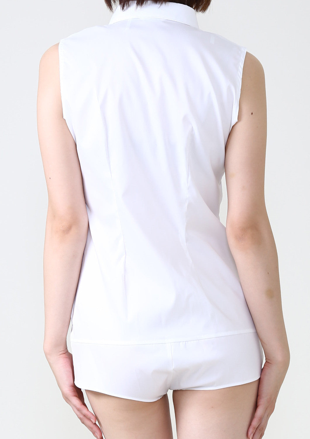 Premium Stretch Easy Care Sleeveless Bodysuit Shirt White - LEONIS SHIRTS & FAVORITES