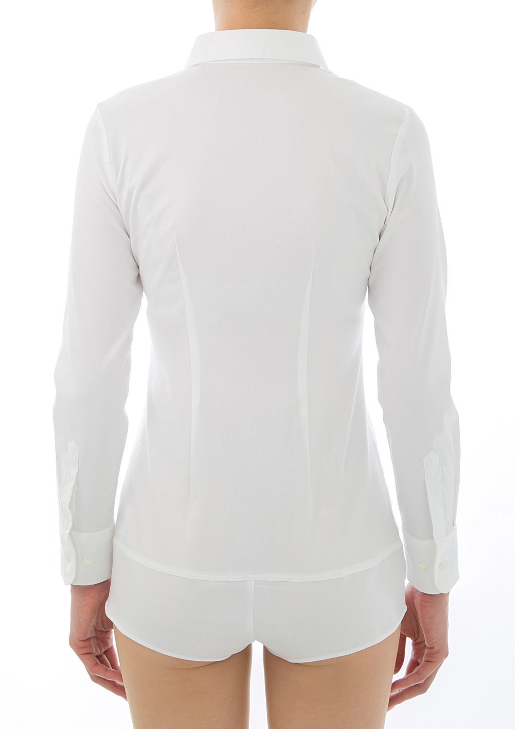 Premium Stretch Easy Care Long Sleeve Bodysuit Shirt White - LEONIS SHIRTS & FAVORITES