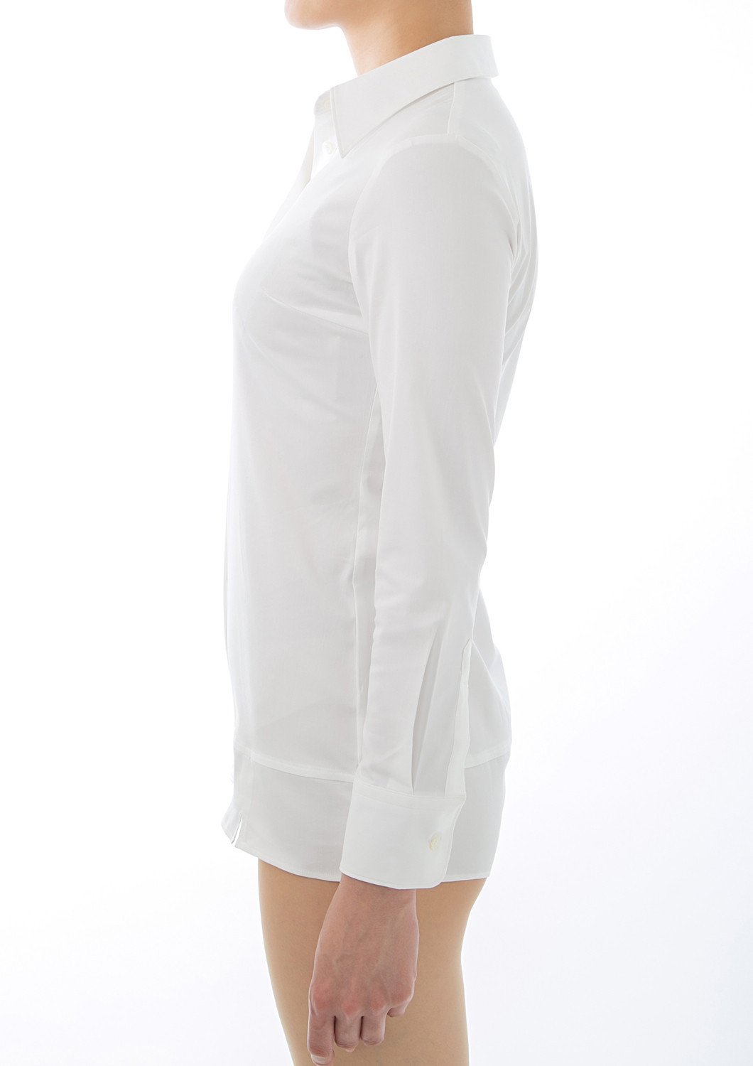 Premium Stretch Easy Care Long Sleeve Bodysuit Shirt White - LEONIS SHIRTS & FAVORITES