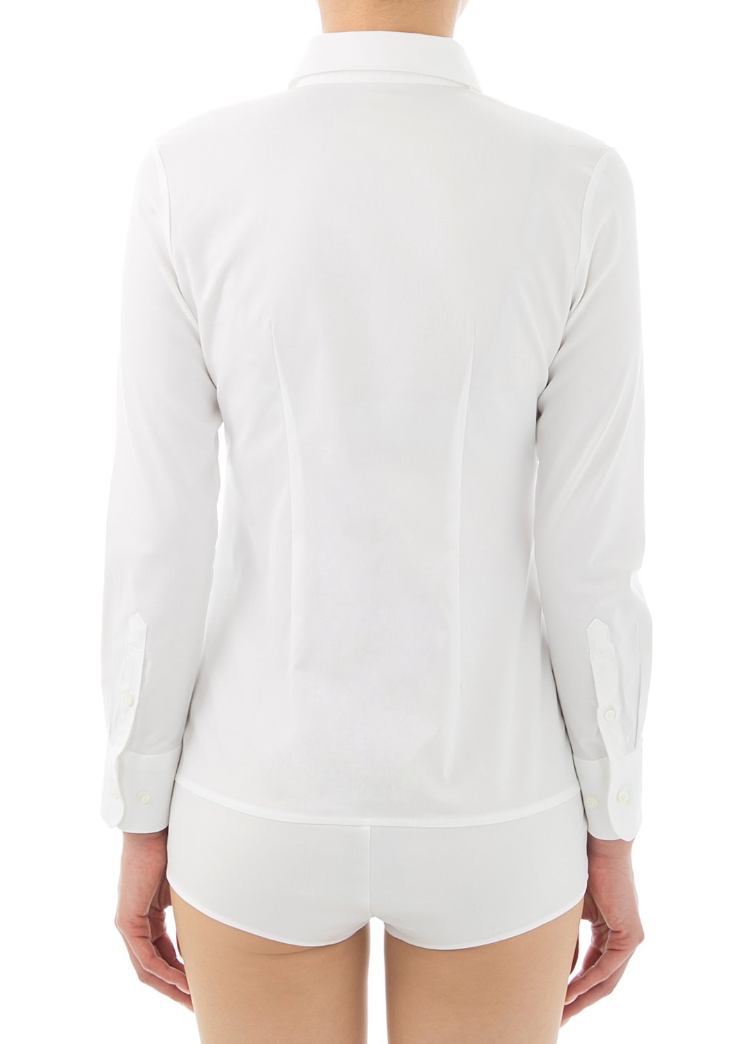 Premium Stretch Easy Care Long Sleeve Bodysuit Shirt White Frill - LEONIS SHIRTS & FAVORITES