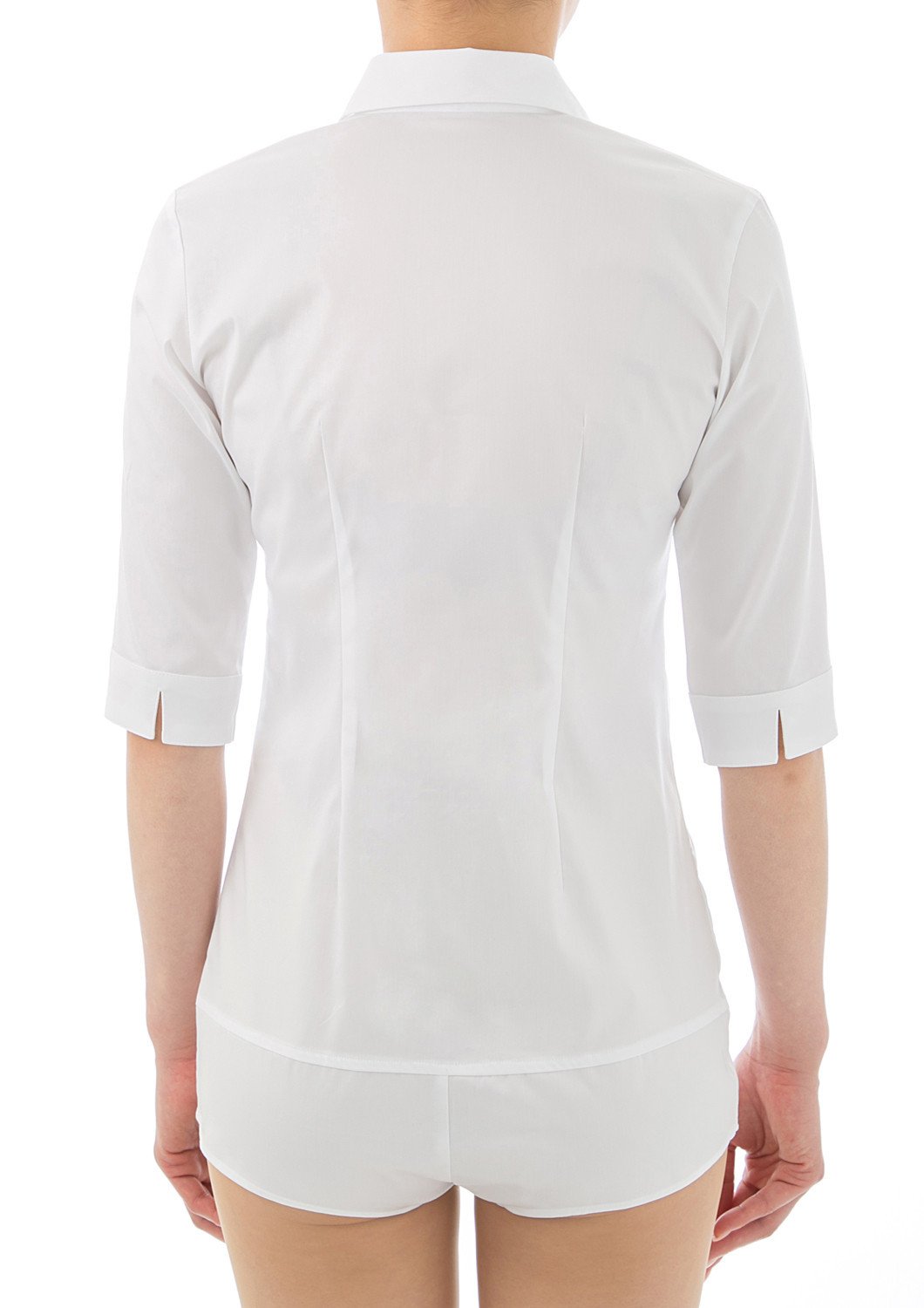 Premium Stretch Easy Care 1/2 Sleeve Bodysuit Shirt White - LEONIS SHIRTS & FAVORITES