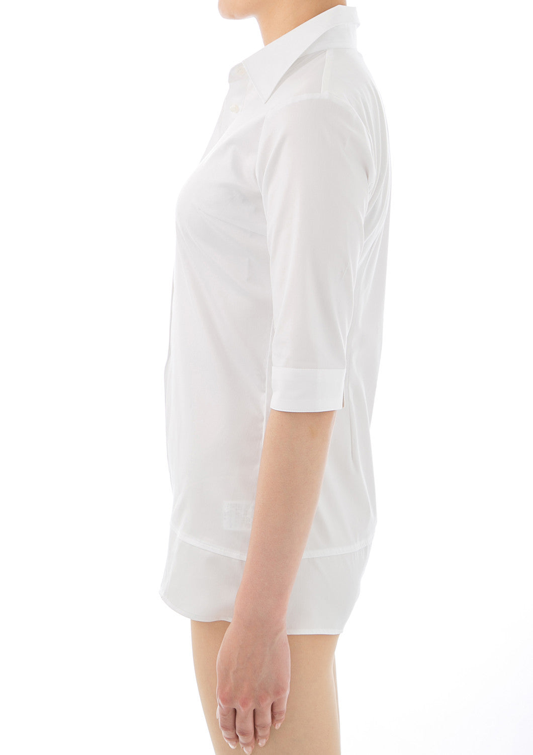 Premium Stretch Easy Care 1/2 Sleeve Bodysuit Shirt White - LEONIS SHIRTS & FAVORITES