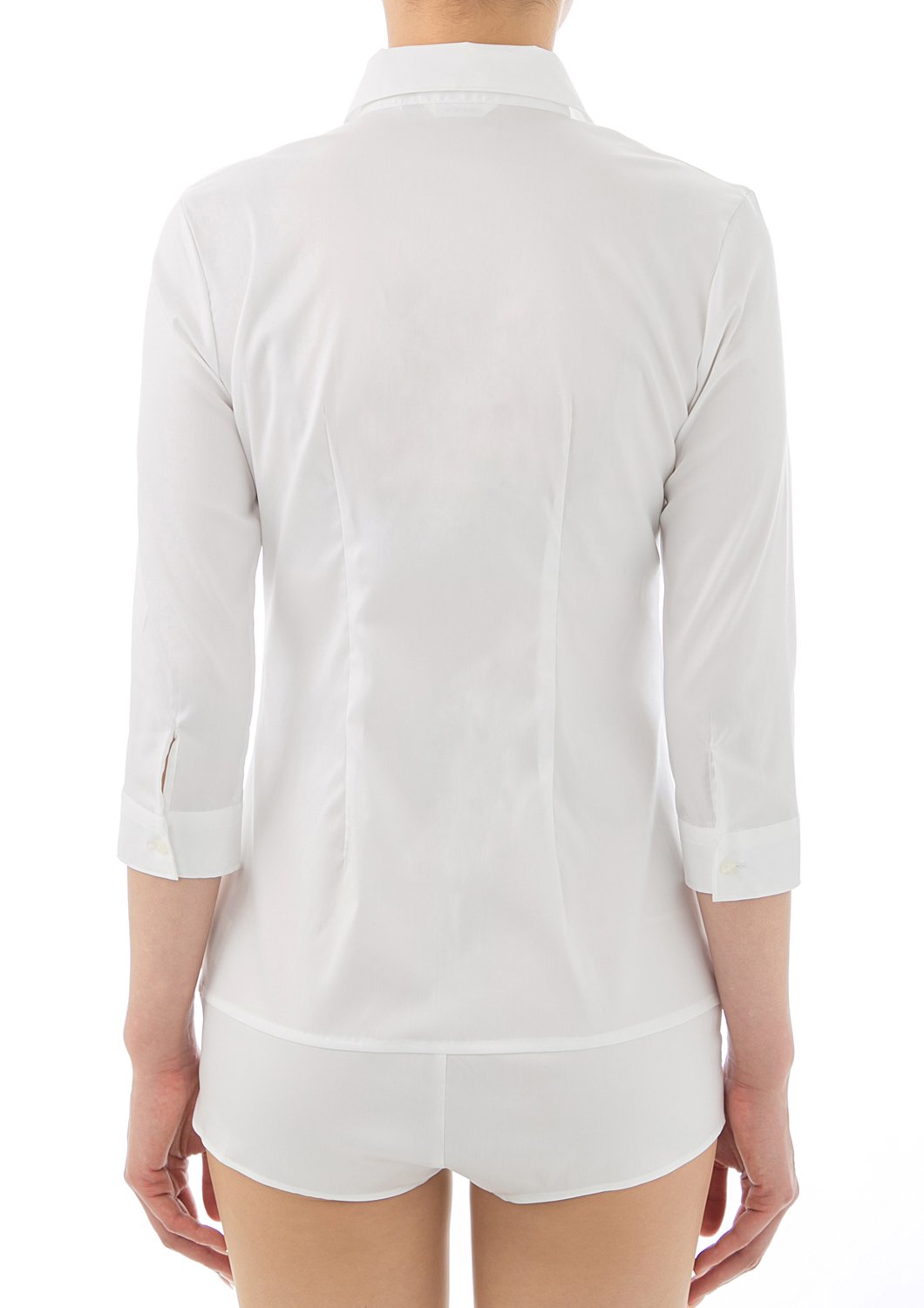 Premium Stretch Easy Care 3/4 Sleeve Bodysuit Shirt White - LEONIS SHIRTS & FAVORITES