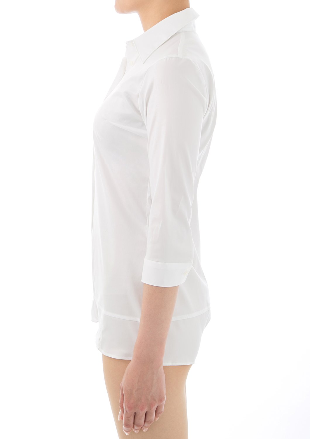 Premium Stretch Easy Care 3/4 Sleeve Bodysuit Shirt White - LEONIS SHIRTS & FAVORITES