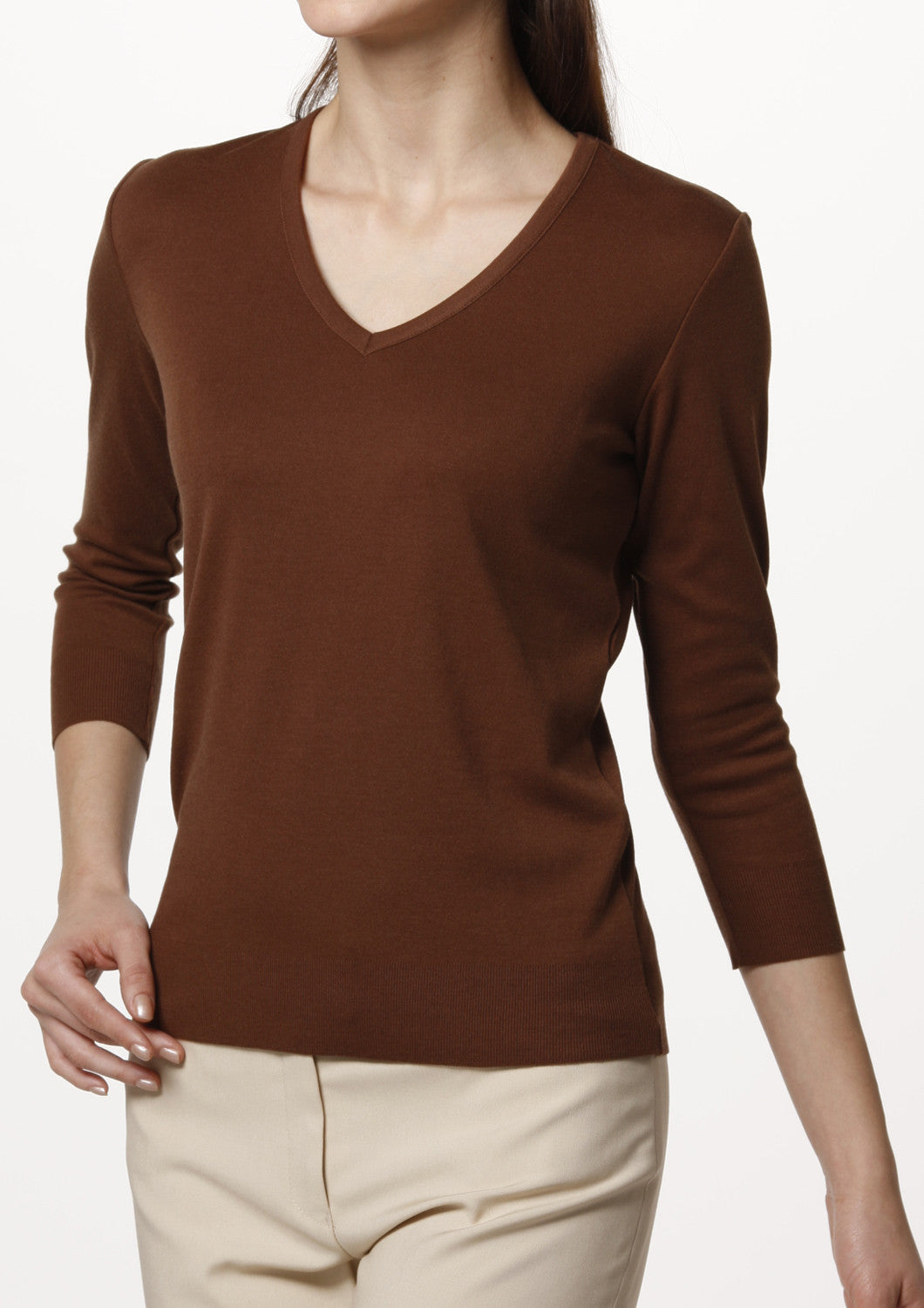 Washable Lightweight V-neck Top 3/4 Sleeve - LEONIS SHIRTS & FAVORITES