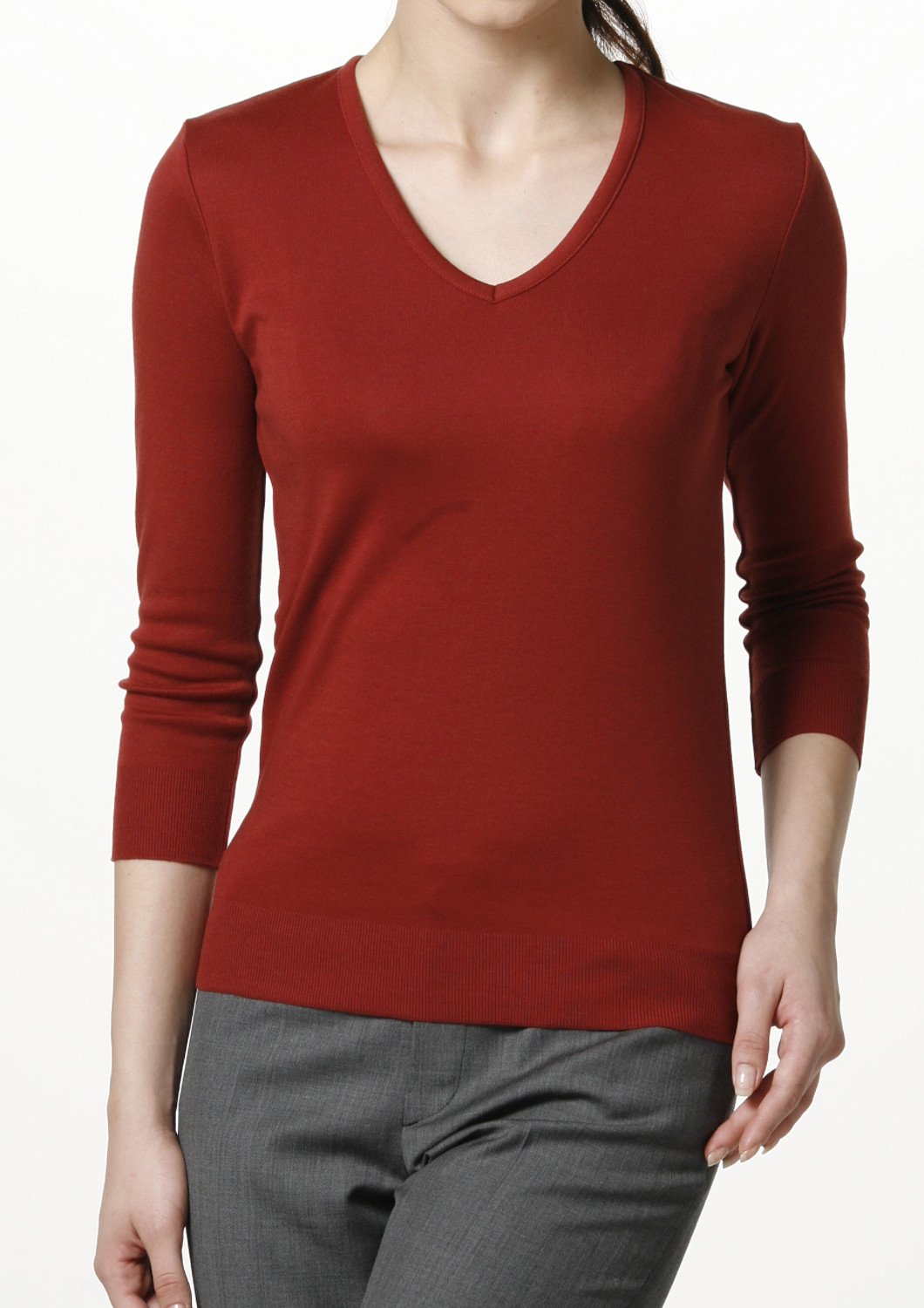 Washibable Light weight V-neck Top 3/4 Sleeve - LEONIS SHIRTS & FAVORITES