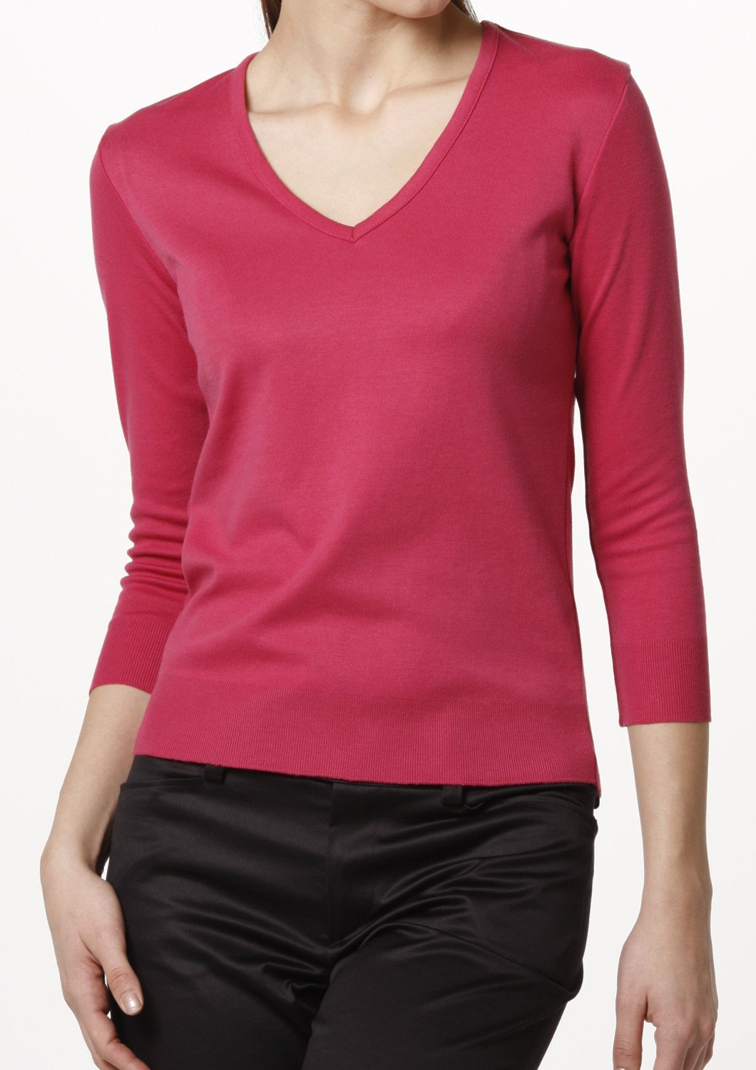 Washibable Light weight V-neck Top 3/4 Sleeve - LEONIS SHIRTS & FAVORITES