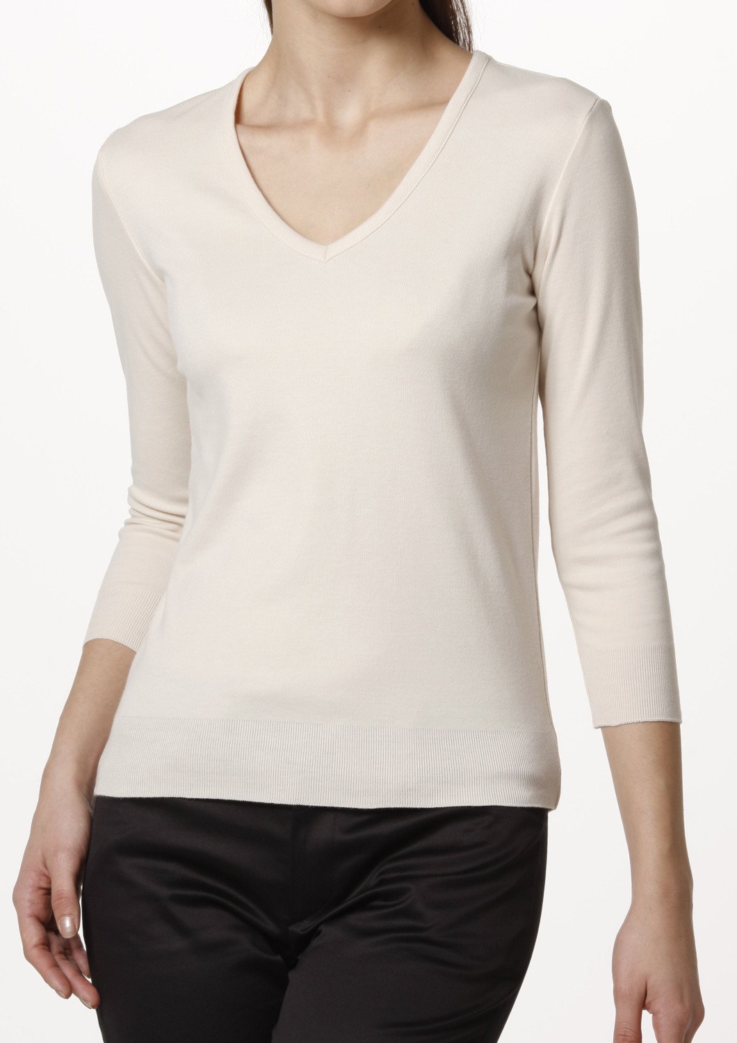 Washibable Light weight V-neck Top 3/4 Sleeve - LEONIS SHIRTS & FAVORITES