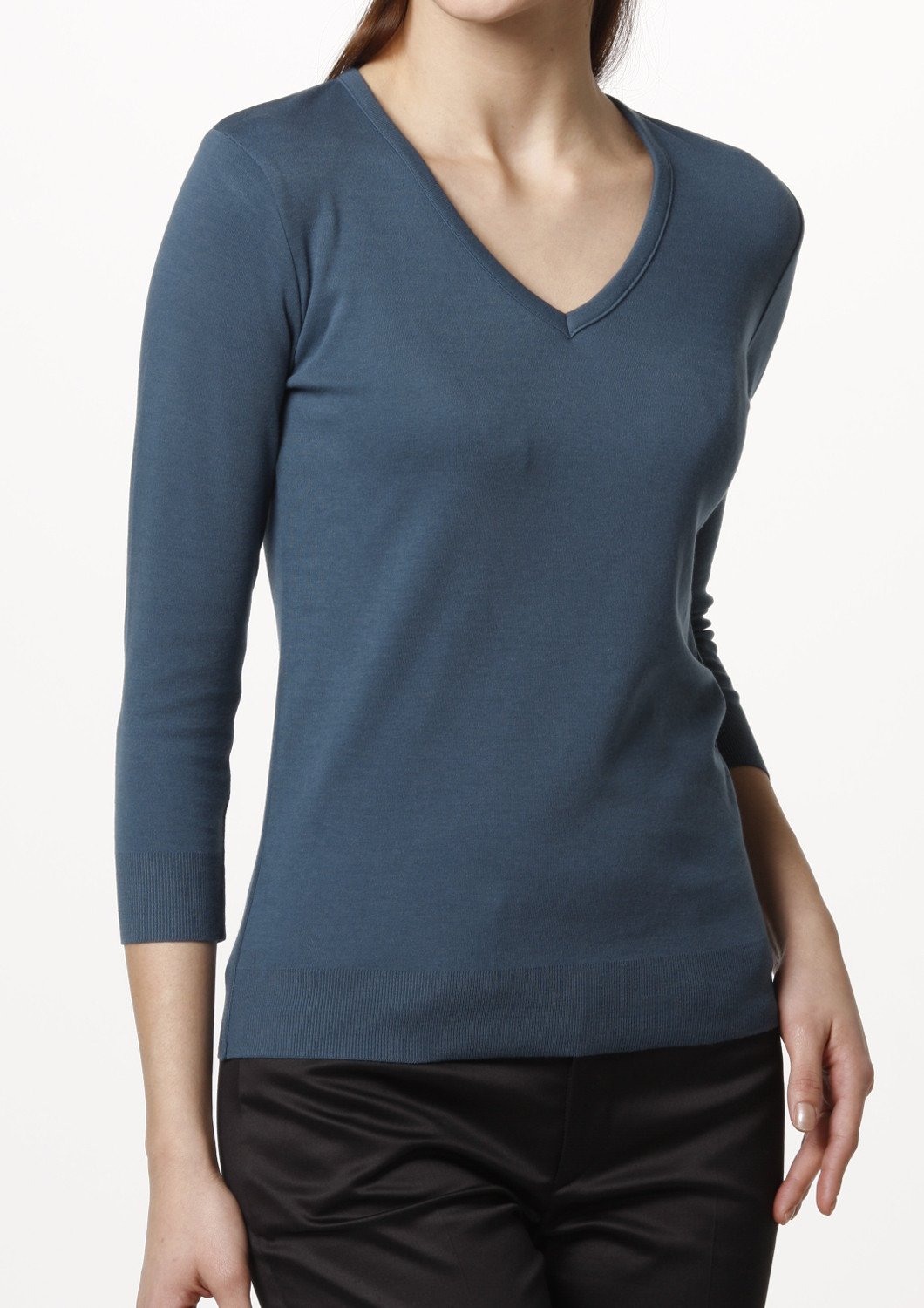 Washibable Light weight V-neck Top 3/4 Sleeve - LEONIS SHIRTS & FAVORITES